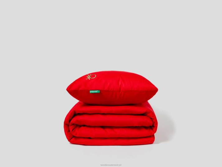 Benetton dekbedovertrek 155x210 cm en een kussensloop rood 4R623334