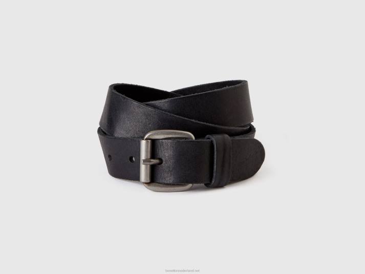 Heren Benetton echt leren riem zwart 4R621509