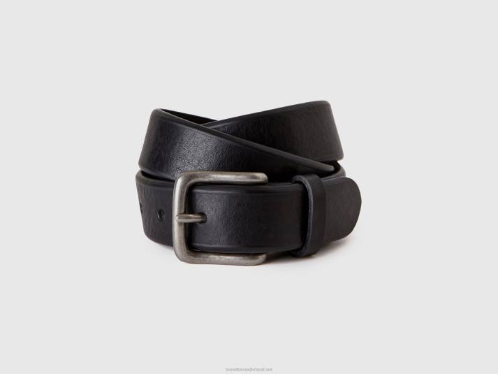 Heren Benetton echt leren riem zwart 4R621539