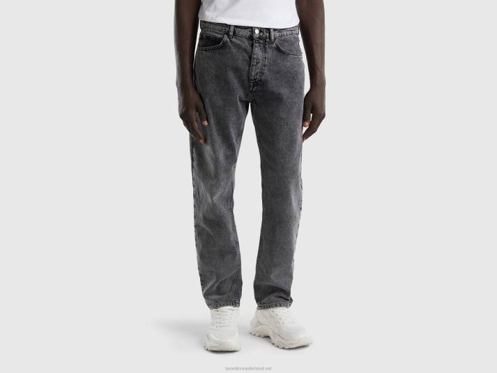 Heren Benetton 5-pocket jeans met versleten look zwart 4R621484