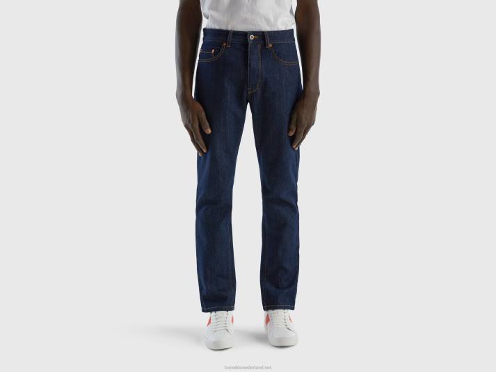 Heren Benetton jeans met rechte pijpen van 100% katoen donkerblauw 4R621487