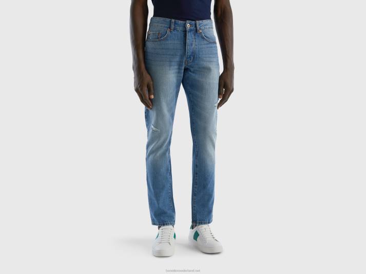 Heren Benetton jeans van 100% katoen met scheuren hemelsblauw 4R621477