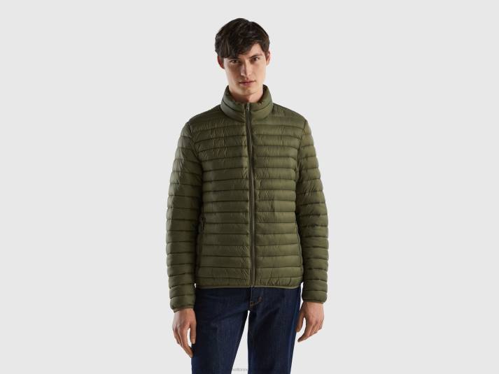 Heren Benetton gewatteerd jack met gerecyclede watten militair groen 4R621197