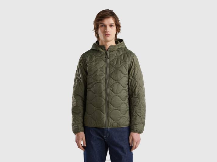 Heren Benetton pufferjack met gerecyclede watten militair groen 4R621190