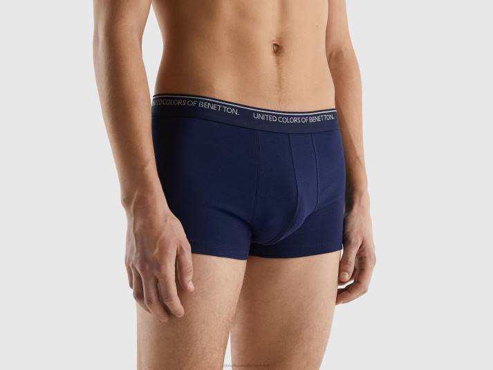 Heren Benetton getailleerde boxershort van biologisch katoen donkerblauw 4R624727