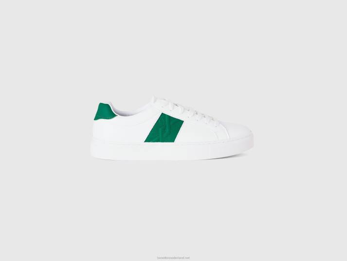 Heren Benetton lage sneakers met groen logo groente 4R62801