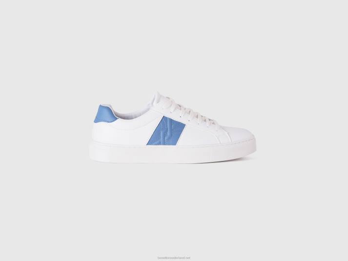 Heren Benetton lage sneakers met hemelsblauw logo hemelsblauw 4R62819