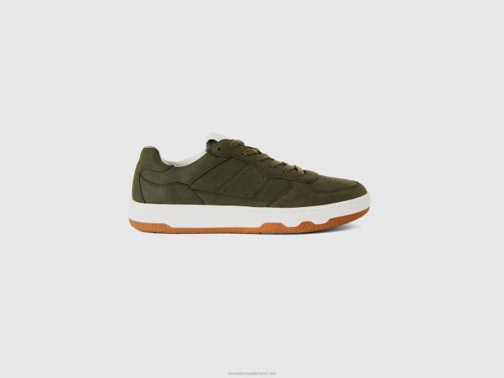 Heren Benetton legergroene lage sneakers militair groen 4R621552