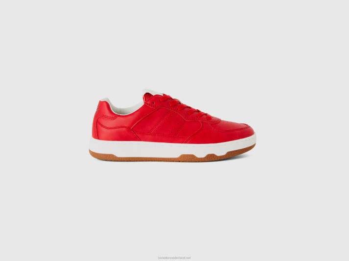 Heren Benetton rode lage sneakers rood 4R621533