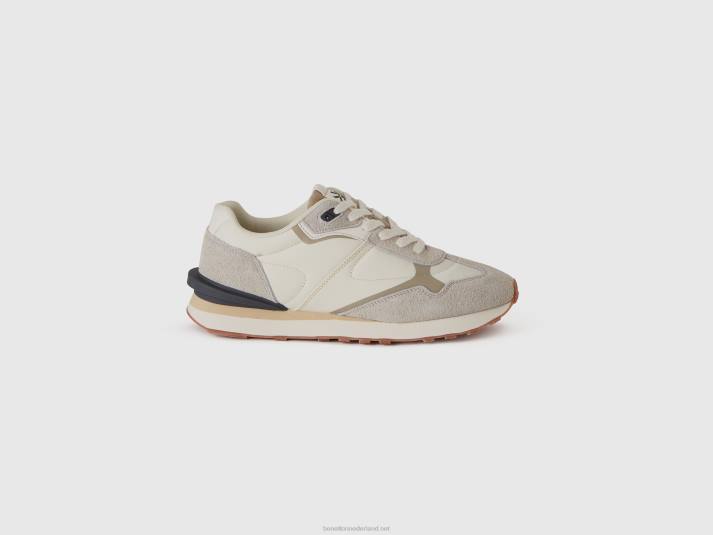 Heren Benetton sneakers van een mix van nylon en leer wit 4R621497