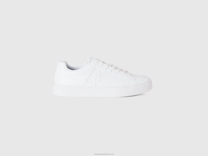 Heren Benetton witte sneakers met logo wit 4R62816