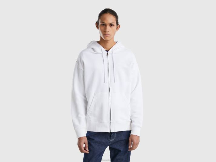 Heren Benetton hoodie met rits van katoen wit 4R624531