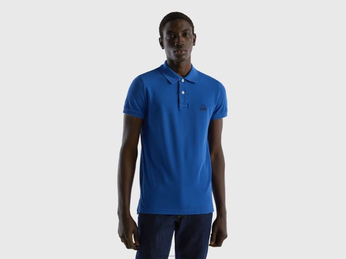 Heren Benetton korenblauwe slim fit polo helderblauw 4R624586