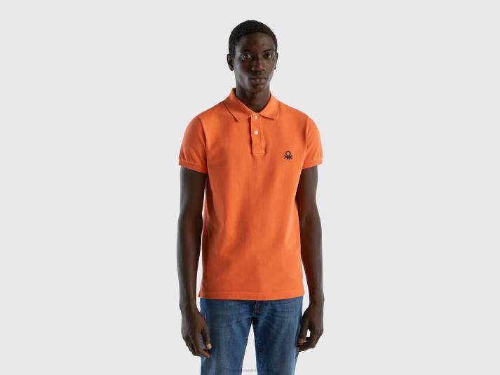 Heren Benetton oranje slim fit polo oranje 4R624588