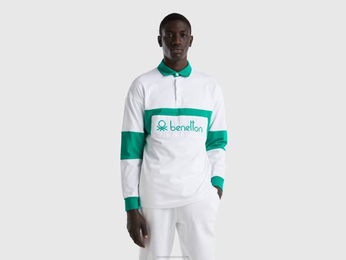 Heren Benetton rugbypolo van biologisch katoen groente 4R624591