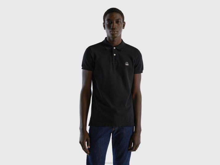 Heren Benetton zwarte slim fit polo zwart 4R624606