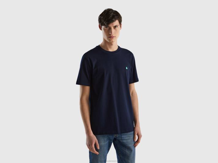 Heren Benetton Basic t-shirt van 100% biologisch katoen donkerblauw 4R621295