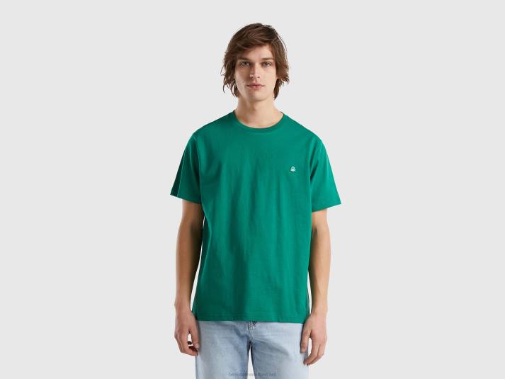 Heren Benetton Basic t-shirt van 100% biologisch katoen donkergroen 4R621278