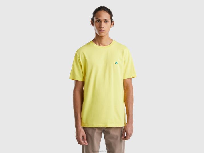 Heren Benetton Basic t-shirt van 100% biologisch katoen geel 4R621269