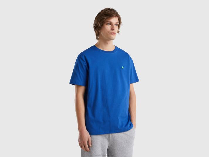 Heren Benetton Basic t-shirt van 100% biologisch katoen helderblauw 4R621267