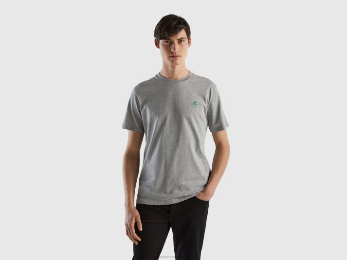 Heren Benetton Basic t-shirt van 100% biologisch katoen lichtgrijs 4R621301