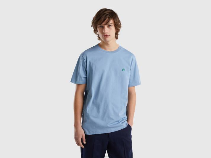 Heren Benetton Basic t-shirt van 100% biologisch katoen luchtmacht blauw 4R621300