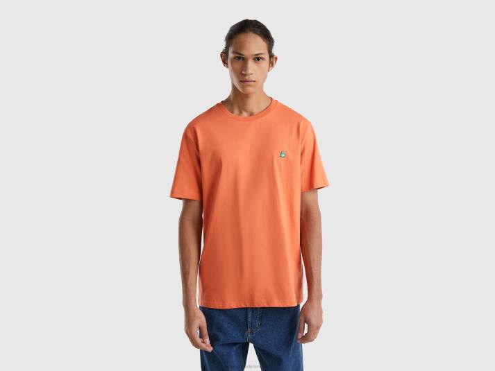 Heren Benetton Basic t-shirt van 100% biologisch katoen oranje 4R621236