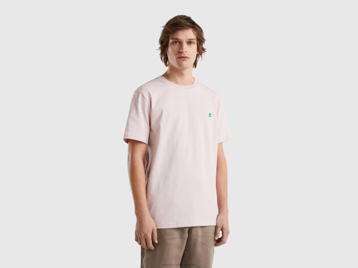 Heren Benetton Basic t-shirt van 100% biologisch katoen zacht roze 4R621206