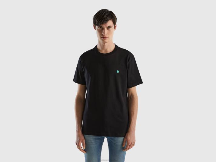 Heren Benetton Basic t-shirt van 100% biologisch katoen zwart 4R621279