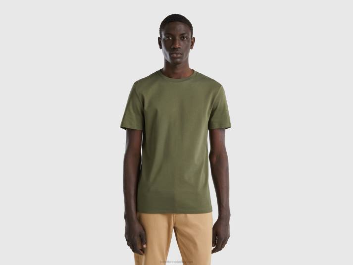 Heren Benetton T-shirt van 100% katoen militair groen 4R621274