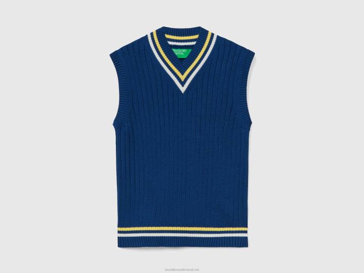 Heren Benetton blauw vest van puur katoen blauw 4R621118