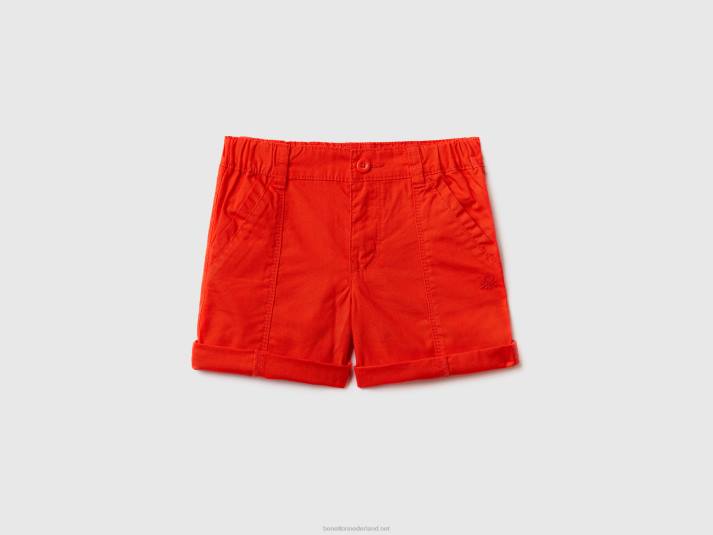 kinderen Benetton korte broek van lichtgewicht katoen rood koraal 4R622396