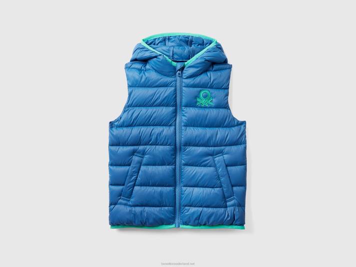 kinderen Benetton gewatteerde jas met capuchon helderblauw 4R625010