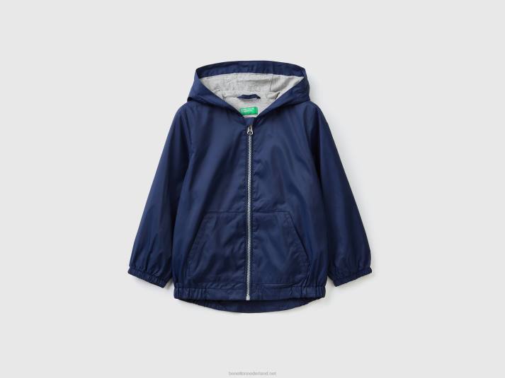 kinderen Benetton lichte jas met capuchon donkerblauw 4R625011