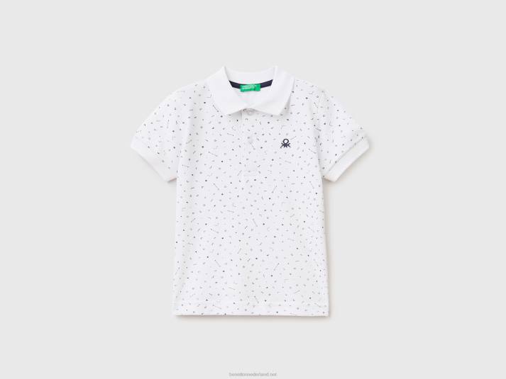 kinderen Benetton Slim-fit polo met micropatroon wit 4R622303