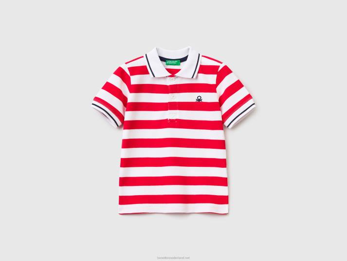 kinderen Benetton polo met korte mouwen en strepen rood 4R622304