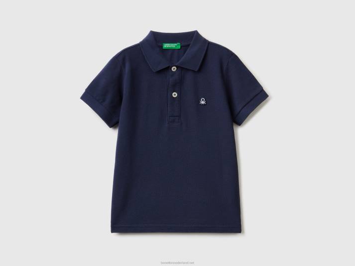 kinderen Benetton polo met korte mouwen van biologisch katoen donkerblauw 4R622307