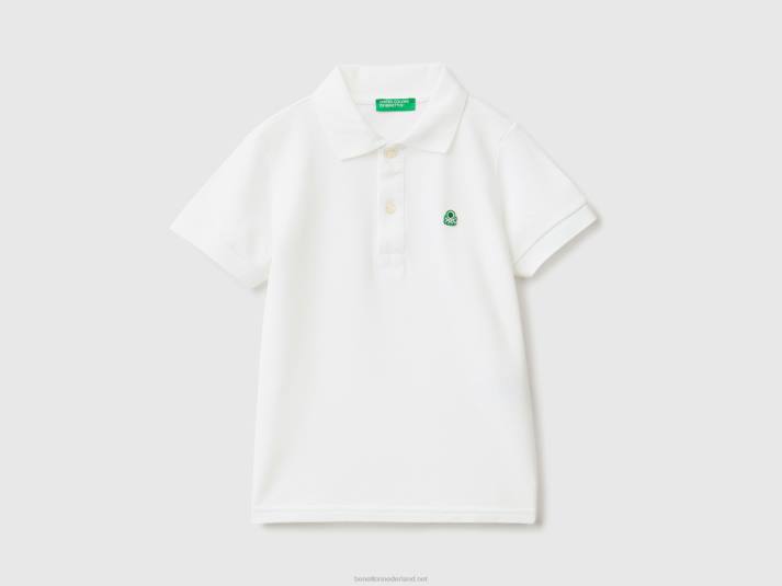 kinderen Benetton polo met korte mouwen van biologisch katoen wit 4R622308