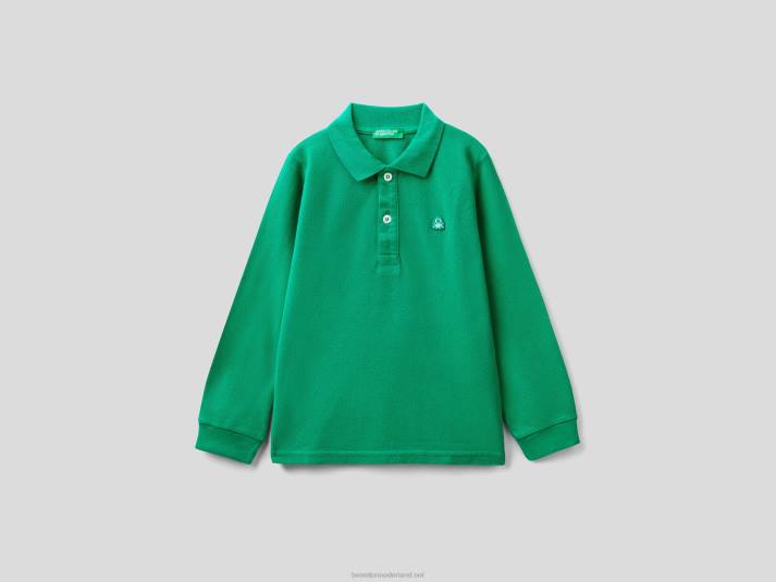 kinderen Benetton polo met lange mouwen van biologisch katoen groente 4R622309