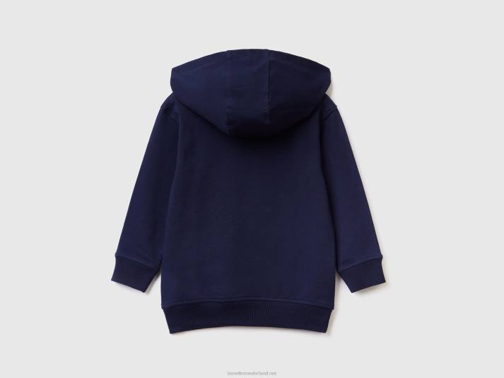 kinderen Benetton hoodie van biologisch stretchkatoen donkerblauw 4R622250