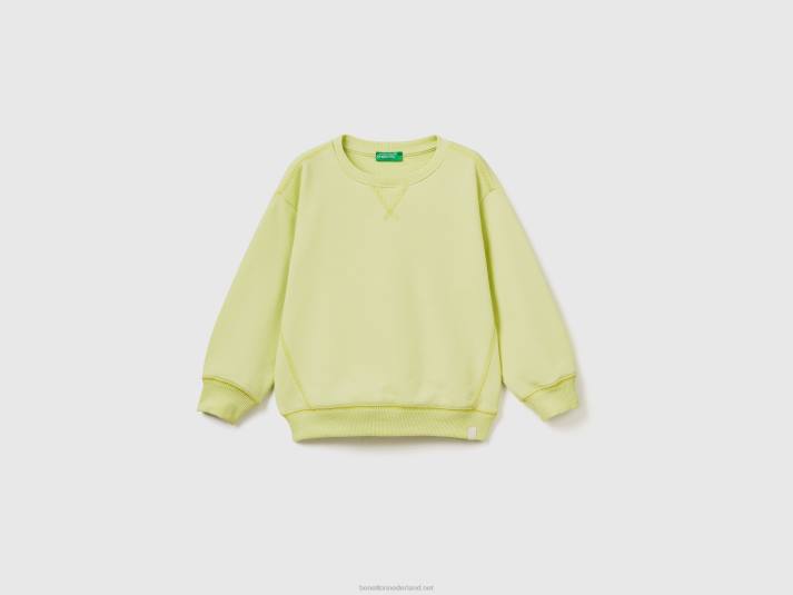 kinderen Benetton sweatshirt met ronde hals van gerecyclede stof Neon Geel 4R625118