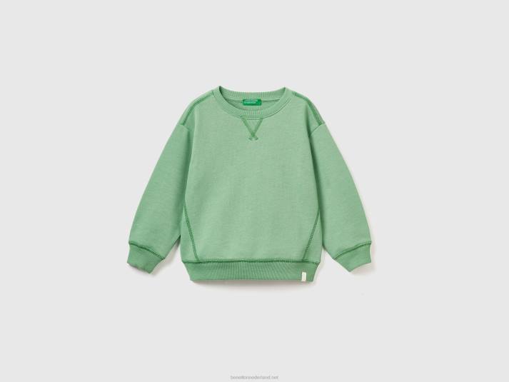 kinderen Benetton sweatshirt met ronde hals van gerecyclede stof licht groen 4R622246