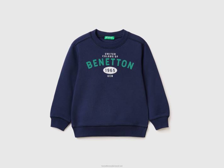 kinderen Benetton sweatshirt van 100% biologisch katoen donkerblauw 4R622249