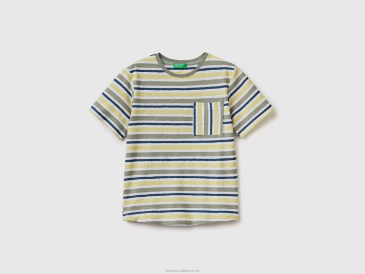 kinderen Benetton gestreept T-shirt van linnenmix geel 4R622125