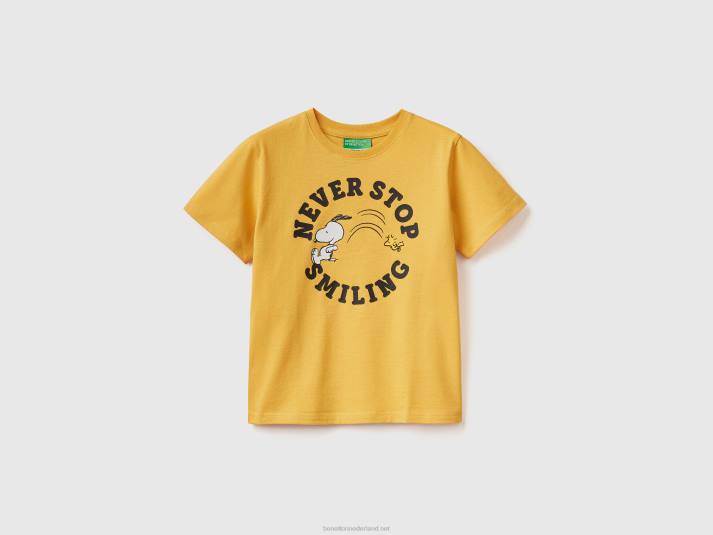 kinderen Benetton t-shirt met pindaprint geel 4R622126