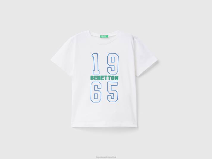 kinderen Benetton t-shirt met print van 100% biologisch katoen wit 4R622162