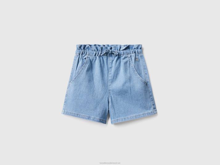 kinderen Benetton "eco-recycle" denim paperbag short lichtblauw 4R622989