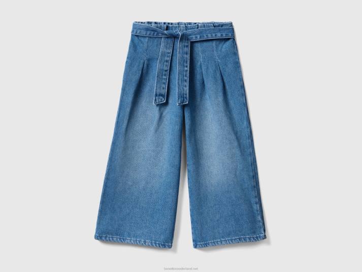 kinderen Benetton jeans met wijde pijpen en sjerp blauw 4R623005