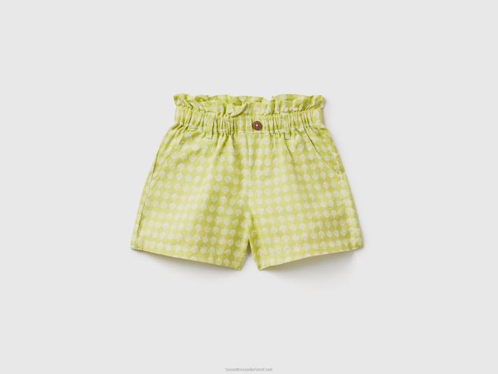 kinderen Benetton paperbag short van linnenmix limoen 4R625711