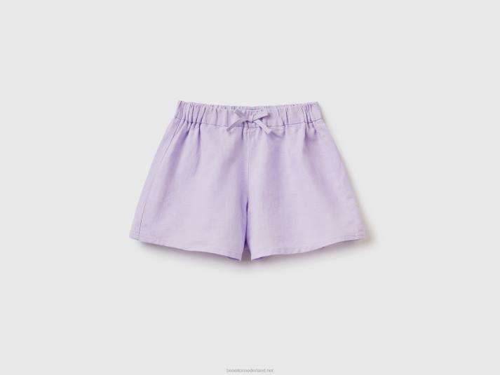 kinderen Benetton short van linnenmix lila 4R625713